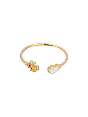 Tory Burch Gold Tone Logo Heart Open Cuff Bracelet